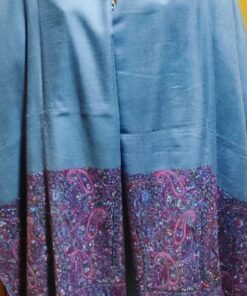 Pashmina Kashmiri Shawl Azure, Border Embroidery