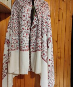 Alternative view of Pashmina Kashmiri Shawl White, Full Embroidery
