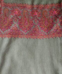 Pashmina Kashmiri Shawl in Basic Pashmina Colour, Thick Border Embroidery