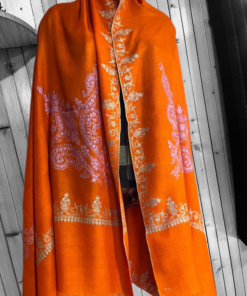 Alternative view of Pure Pashmina with Bootidaar Embroidery in orange colour