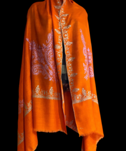 Pure Pashmina with Bootidaar Embroidery in orange colour