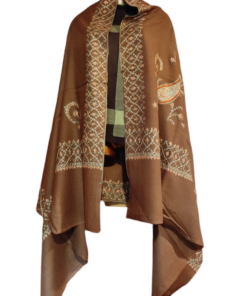 Alternative view of Pashmina Kashmiri Shawl Brown Border Embroidery