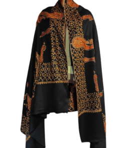 Pashmina Kashmiri Shawl Black, Border and Bootidaar Embroidery