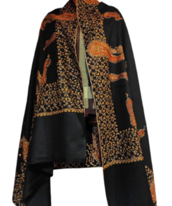 Alternative view of Pashmina Kashmiri Shawl Black, Border and Bootidaar Embroidery